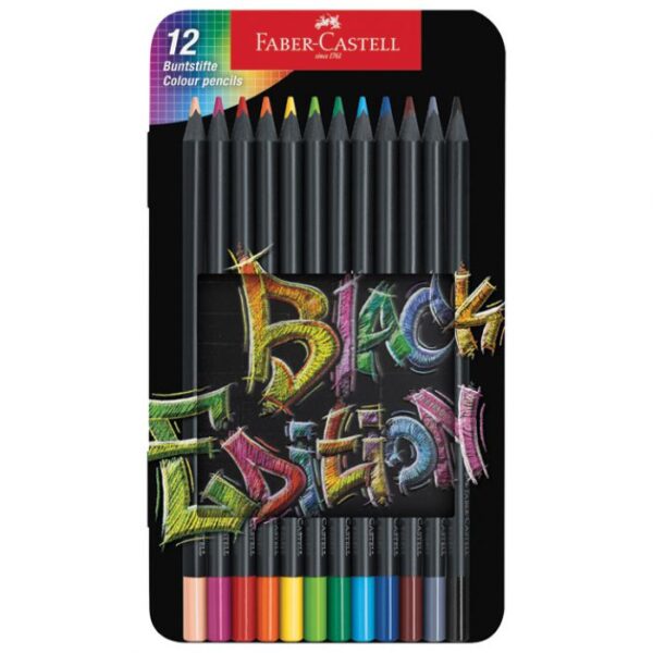 BOJE DRVENE  12BOJA METALNA KUTIJA BLACK EDITION FABER-CASTELL 116413