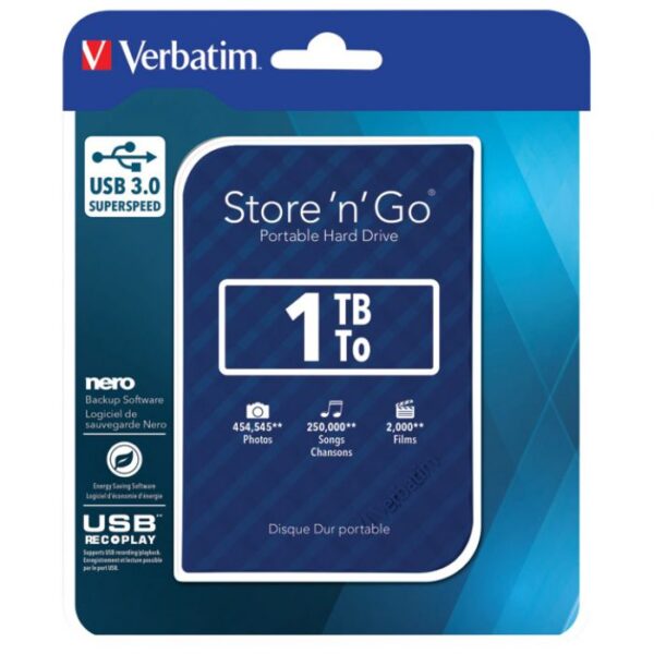 HARD DISK 2.5&QUOT;     1TB USB 3.0 - 3D SURFACE VERBATIM 53200 PLAVI BLISTER