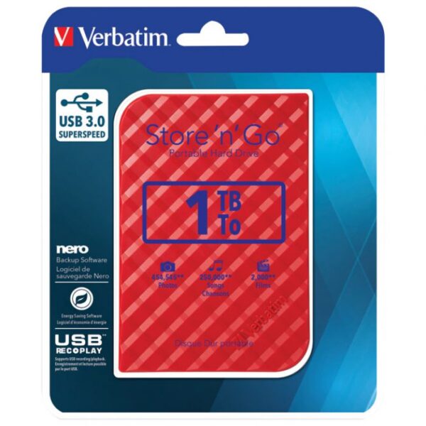 HARD DISK 2.5&QUOT;     1TB USB 3.0 - 3D SURFACE VERBATIM 53203 CRVENI BLISTER