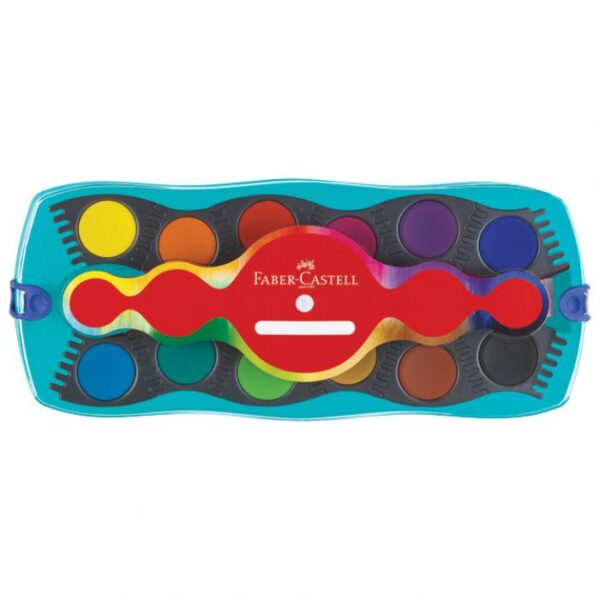 BOJA VODENA FI 24 MM 12BOJA PLUS BIJELA TEMPERA CONNECTOR FABER-CASTELL 125003 TIRKIZNA KUTIJA