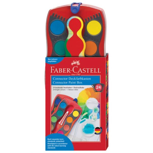 BOJA VODENA FI 24 MM 24BOJE PLUS BIJELA TEMPERA CONNECTOR FABER-CASTELL 125031