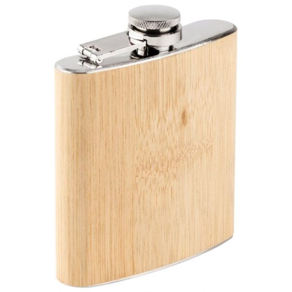 PLJOSKA METALNA PRESVUČENA BAMBUSOM 175ML NATUR