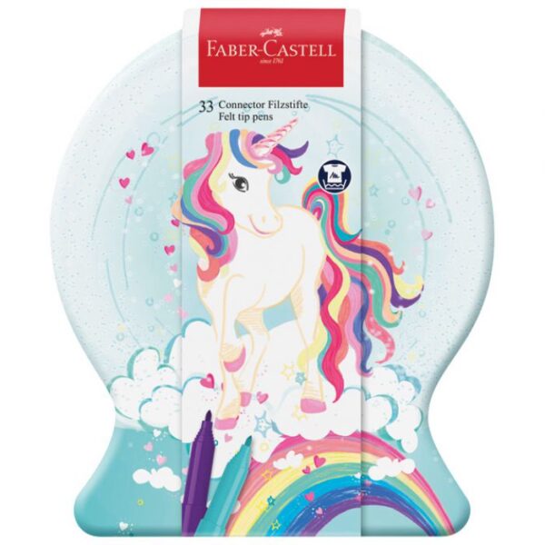 FLOMASTER ŠKOLSKI  33BOJE U METALNOJ KUTIJI CONNECTOR UNICORN FABER CASTELL 155544