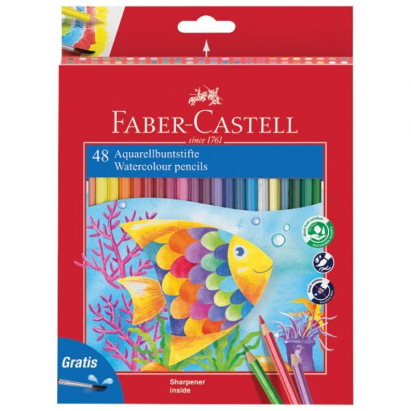 BOJE DRVENE-VODENE  48BOJA PLUS KIST PLUS ŠILJILO AQUARELL FABER CASTELL 114448 BLISTER