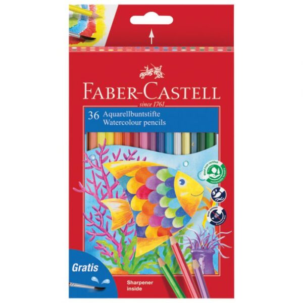 BOJE DRVENE-VODENE  36BOJE PLUS KIST PLUS ŠILJILO AQUARELL FABER CASTELL 114437 BLISTER