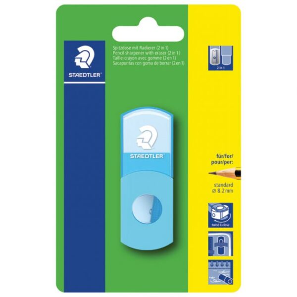 ŠILJILO-GUMICA PVC S PVC KUTIJOM 1RUPA STAEDTLER 511SEF30BK NEON TIRKIZNA BLISTER * DO ISTEKA ZALIHA