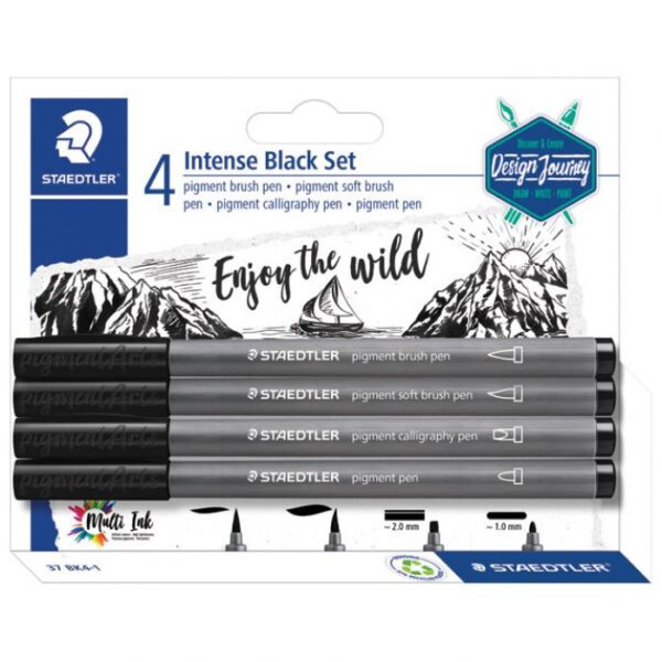 SET PIGMENT ART INTENSE BLACK PK4 DESIGN JOURNEY STAEDTLER 37 BK4-1 BLISTER * DO ISTEKA ZALIHA