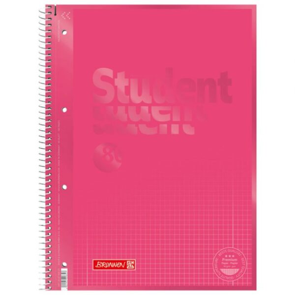 BLOK KOLEGIJ A4 KARO  80L PERFORACIJA PLUS 4RUPE COLOR CODE BRUNNEN 10-67928 125 ROZA