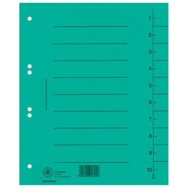 PREGRADA KARTONSKA A4 250G PK100 DONAU 8610001-06 ZELENA