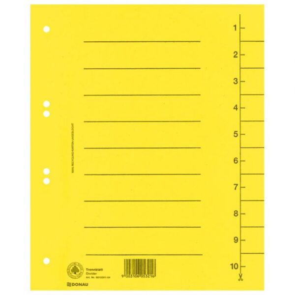 PREGRADA KARTONSKA A4 250G PK100 DONAU 8610001-11 ŽUTA