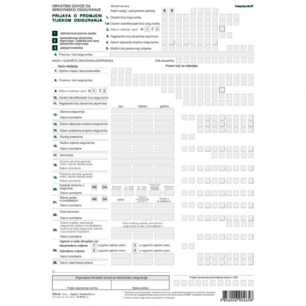 OBRAZAC M-3P/E - SET PRIJAVA PK10 FOKUS