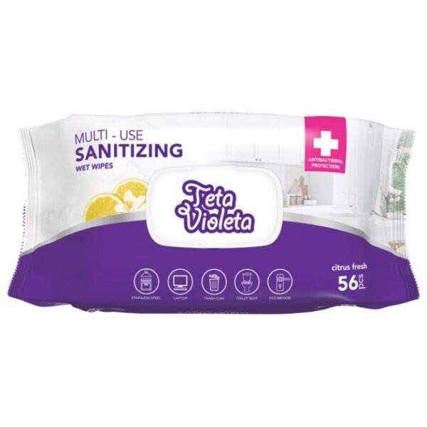 MARAMICE VLAŽNE ANTIBAKTERIJSKE ZA ČIŠĆENJE LIMUN PK56 VIOLETA