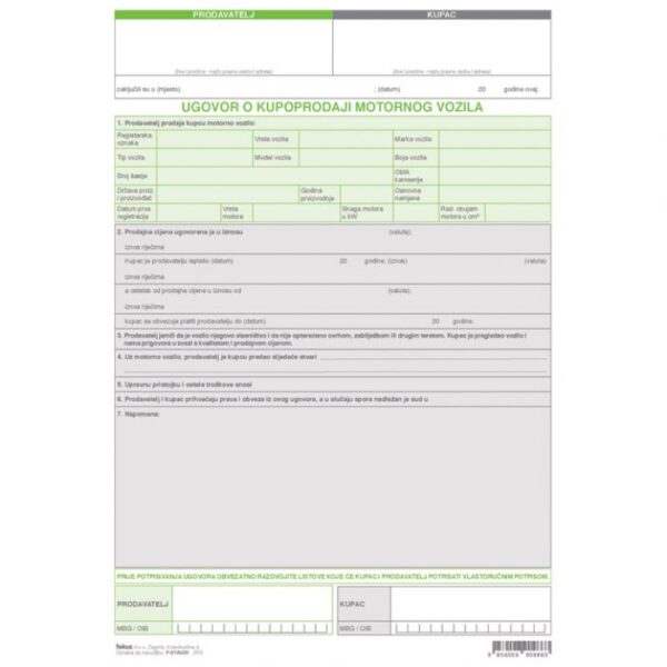 OBRAZAC F-37/NCR 1 PLUS 2 UGOVOR O KUPOPR.MOT.VOZILA FOKUS