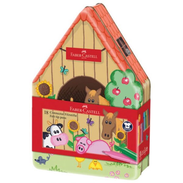 FLOMASTER ŠKOLSKI  18BOJA U METALNOJ KUTIJI CONNECTOR FARMA FABER CASTELL 155539