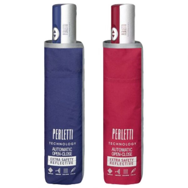 KIŠOBRAN AUTOMATIK (OTVARANJE PLUS ZATVARANJE NA GUMB) SKLOPIVI S  PLASTIČNOM DRŠKOM TECHNOLOGY PERLETTI