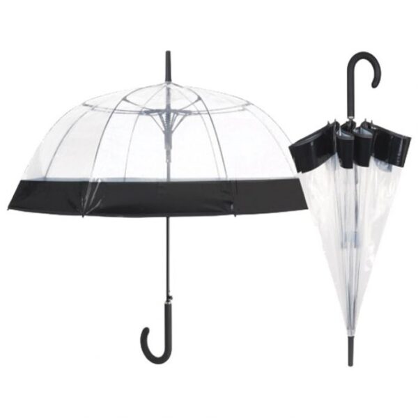 KIŠOBRAN AUTOMATIK S PLASTIČNOM RUČKOM POE TIME PERLETTI 26273 PROZIRAN-SA CRNIM RUBOM * DO ISTEKA ZALIHA