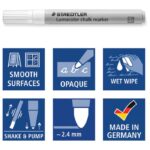 MARKER-KREDA ZA STAKLO 2,4 MM LUMOCOLOR STAEDTLER 344-0 BIJELI - Image 4