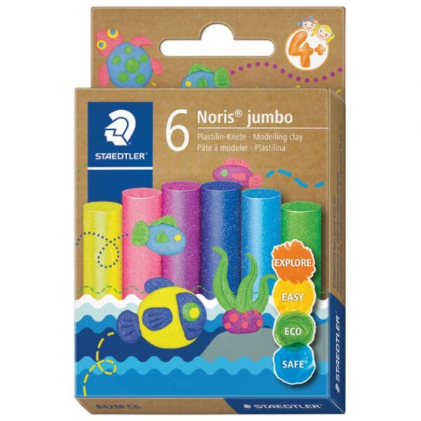 PLASTELIN  6BOJA NORIS JUMBO STAEDTLER 842M C6 GLITTER BLISTER