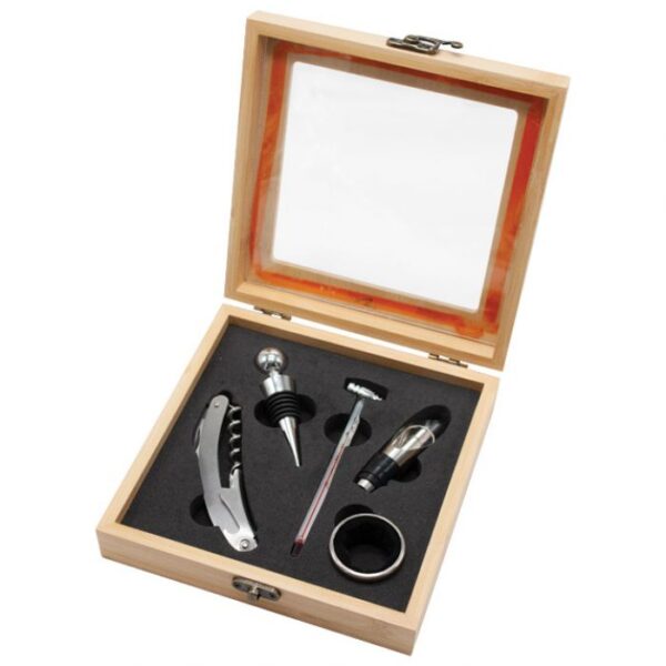 SET ZA VINO - 5 DIJELOVA U BAMBUS KUTIJI