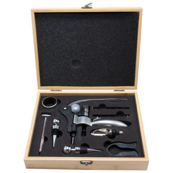 SET ZA VINO - 9 DIJELOVA U BAMBUS KUTIJI