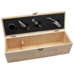 SET - KUTIJA ZA VINO ZA 1 BOCU  PLUS  PRIBOR 4 DIJELA - BAMBUS KUTIJA