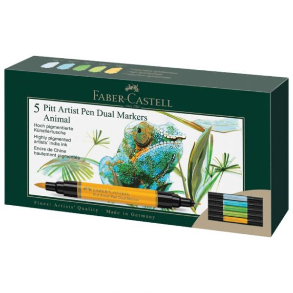 MARKER OBOSTRANI PITT ARTIST 5BOJA ANIMALS INDIA INK FABER CASTELL 162008 SORTIRANO