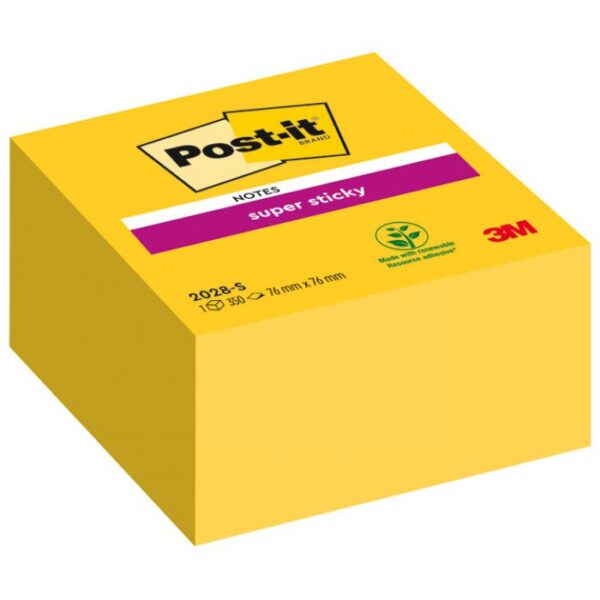 BLOK SAMOLJEPLJIV KOCKA 76X76 MM 350L SUPER STICKY POST-IT 3M.2028S ŽUTI