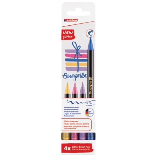 FLOMASTER BRUSHPEN 1-6 MM 4BOJE GLITTER EDDING 1340/4 BLISTER
