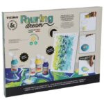 SET BOJA AKRILNA ZA TEHNIKU IZLIJEVANJA 100ML 4BOJE POURING PLUS 2PLATNA PLUS KIST PRIMO PAINTSET3