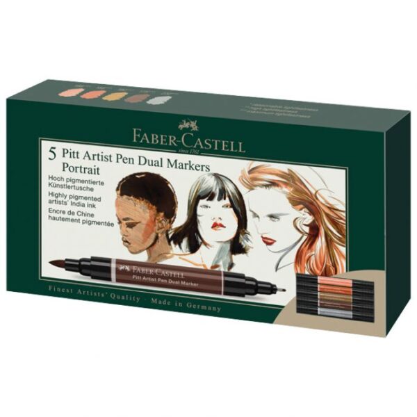 MARKER OBOSTRANI PITT ARTIST 5BOJA PORTRAIT INDIA INK FABER CASTELL 162009 SORTIRANO