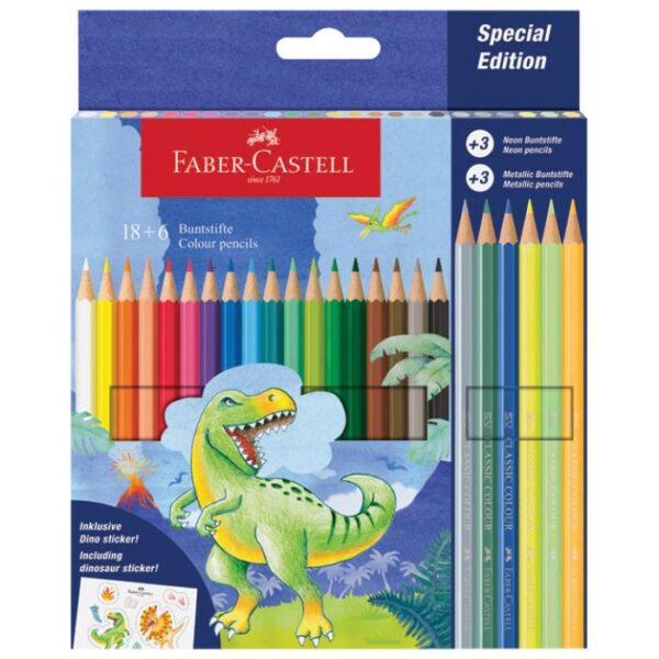 BOJE DRVENE  18BOJA  PLUS 6BOJA DRVENE DINO FABER CASTELL 111222 BLISTER