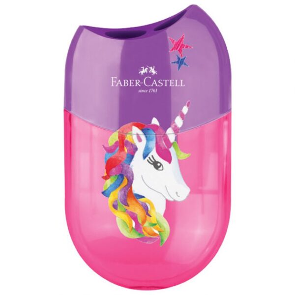 ŠILJILO PVC S PVC KUTIJOM 2 RUPE UNICORN FABER CASTELL 183553 SORTIRANO