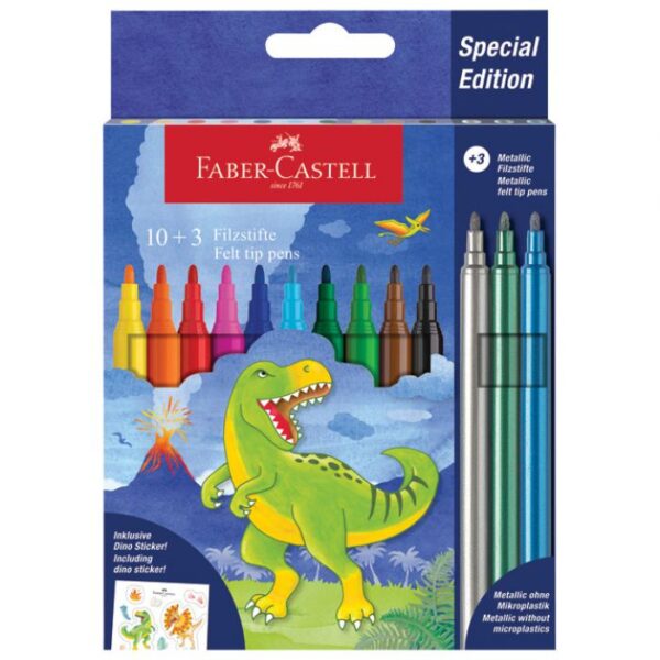 FLOMASTER ŠKOLSKI  10 PLUS 3BOJE DINO FABER CASTELL 554214 BLISTER