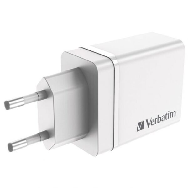 PUNJAČ ZA MOBILNE UREĐAJE ZIDNI 1XUSB-C/PD 20W/1XUSB-A QC 3.0/2XUSB-A 10W VERBATIM 49701 BIJELI