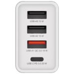 PUNJAČ ZA MOBILNE UREĐAJE ZIDNI 1XUSB-C/PD 20W/1XUSB-A QC 3.0/2XUSB-A 10W VERBATIM 49701 BIJELI - Image 2