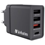 PUNJAČ ZA MOBILNE UREĐAJE ZIDNI 1XUSB-C/PD 20W/1XUSB-A QC 3.0/2XUSB-A 10W VERBATIM 49700 CRNI - Image 3