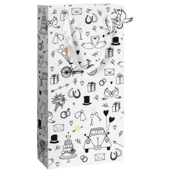 VREĆICE UKRASNE-2 BOCE 18X36X10,5 CM WEDING STEWO 6472 70 BIJELO CRNA BLISTER * DO ISTEKA ZALIHA