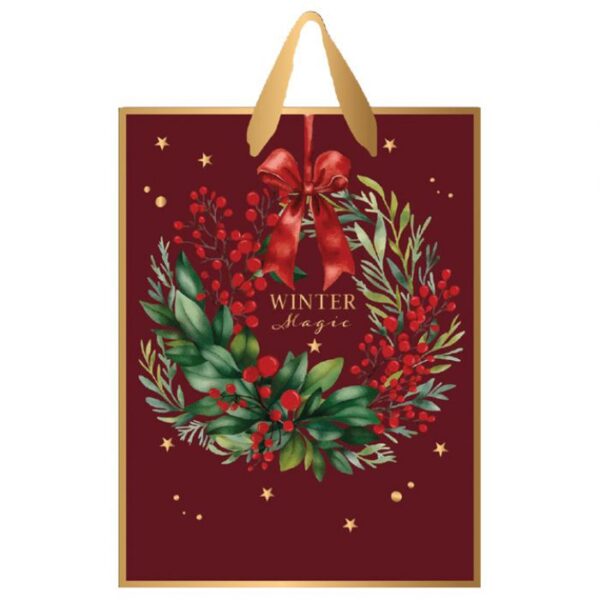 VREĆICE UKRASNE 26,5X33X13CM NOVOGODIŠNJE BURGUNDY INTERDRUK