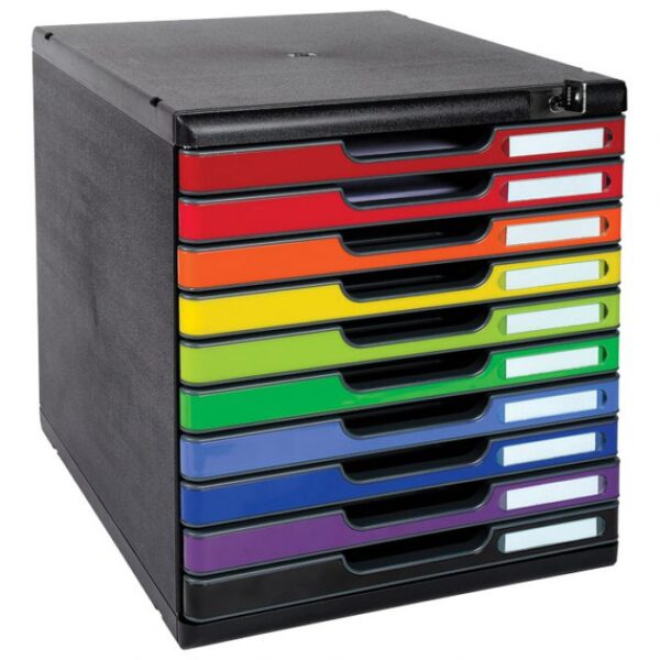 KUTIJA S 10 LADICA S KLJUČEM EXACOMPTA 332798D CRNA-SORT