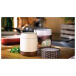 POSUDA TERMO MOLU PORTO CERVO 3983 METALNA S DRVENIM PODNOŽJEM 400ML BIJELA - Image 3