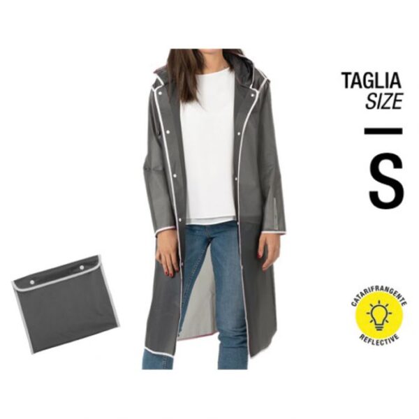 KABANICA  REFLEKTIRAJUĆI RUB, BIJELI GUMBI  PERLETTI 14218 PROZIRNO-SIVA S