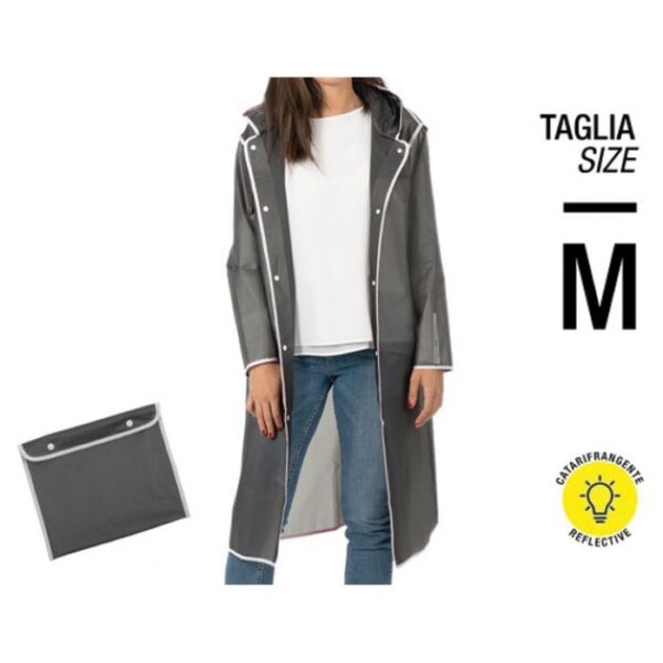 KABANICA  REFLEKTIRAJUĆI RUB, BIJELI GUMBI  PERLETTI 14219 PROZIRNO-SIVA M