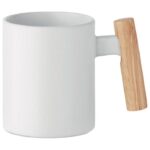 ŠALICA KERAMIČKA 320ML CRENATE SA DRVENOM DRŠKOM BIJELA - Image 2
