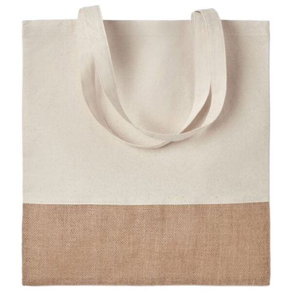 VREĆICE ZA KUPOVINU PLATNENA SA JUTOM 38X42 CM-DUGE RUČKE NATUR-BEŽ
