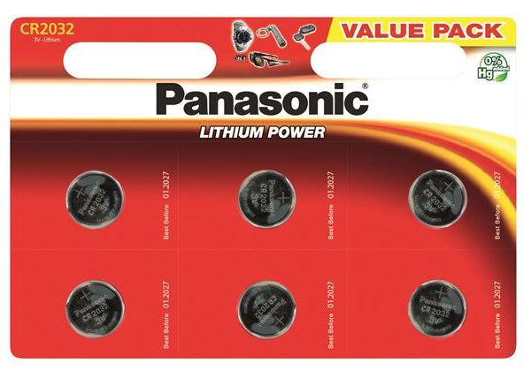 PANASONIC baterije male CR-2032EL/6BW Lithium Coin