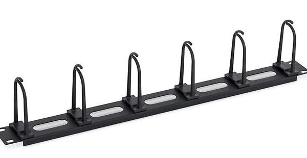 Vodilica kabela horizontalna 19"/1U, 6 velikih prstenova, crna