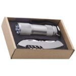 SVJETILJKA RUČNA  9 LED PLUS NOŽ U EKO PAKIRANJU DOVER SREBRNA