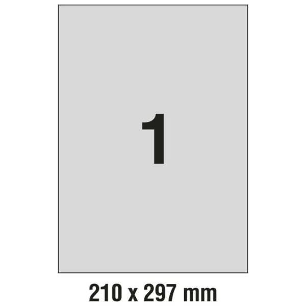 Etikete Laser 210x297 mm polyester pk20L Zweckform L6013-20 srebrne