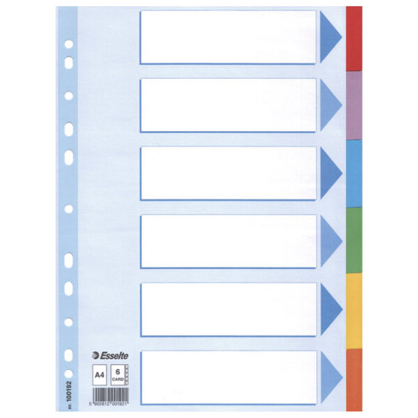 Pregrada kartonska A4 kolor  6listova Esselte 100192