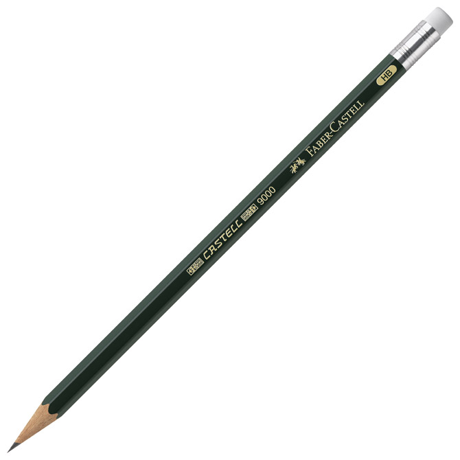 000001579 Olovka grafitna HB s gumicom Castell 9000 Faber-Castell 119200 - Slika 1